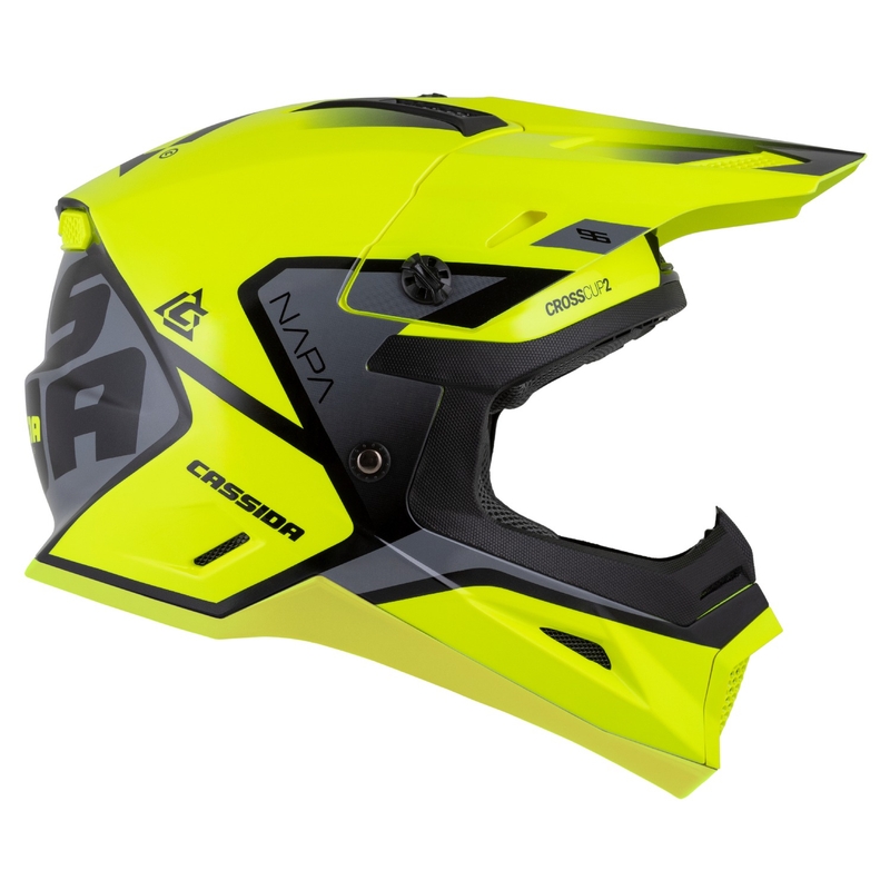 Cassida Cross Cup 2 Napa Fluo Gelb-Schwarz-Grau Perle Kinder-Motocross-Helm