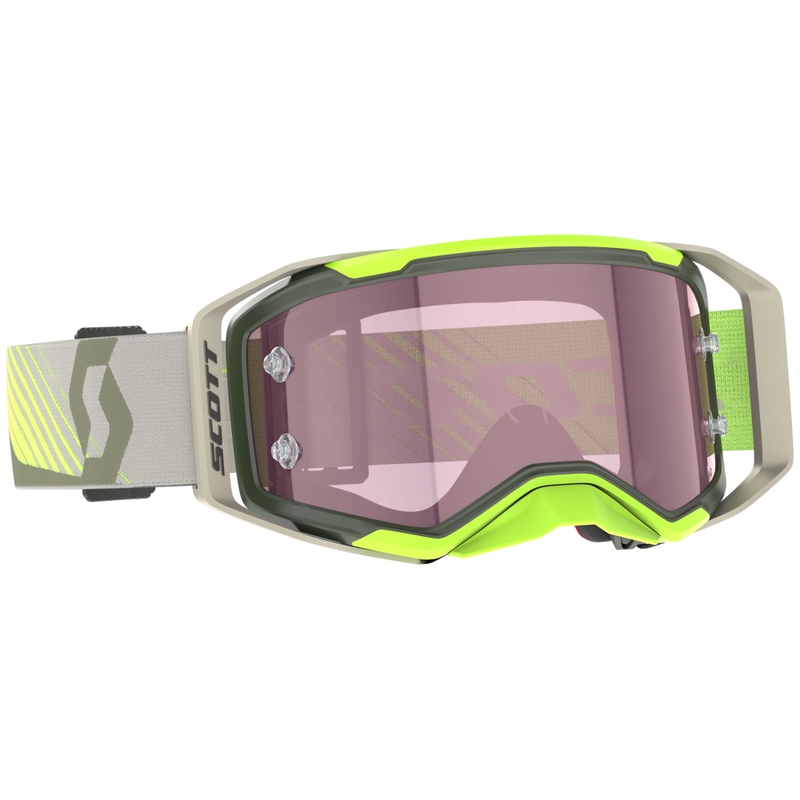 SCOTT Prospect 2.0 AMP Motocross-Brille Khaki-Fluogelb mit rosa Plexiglas