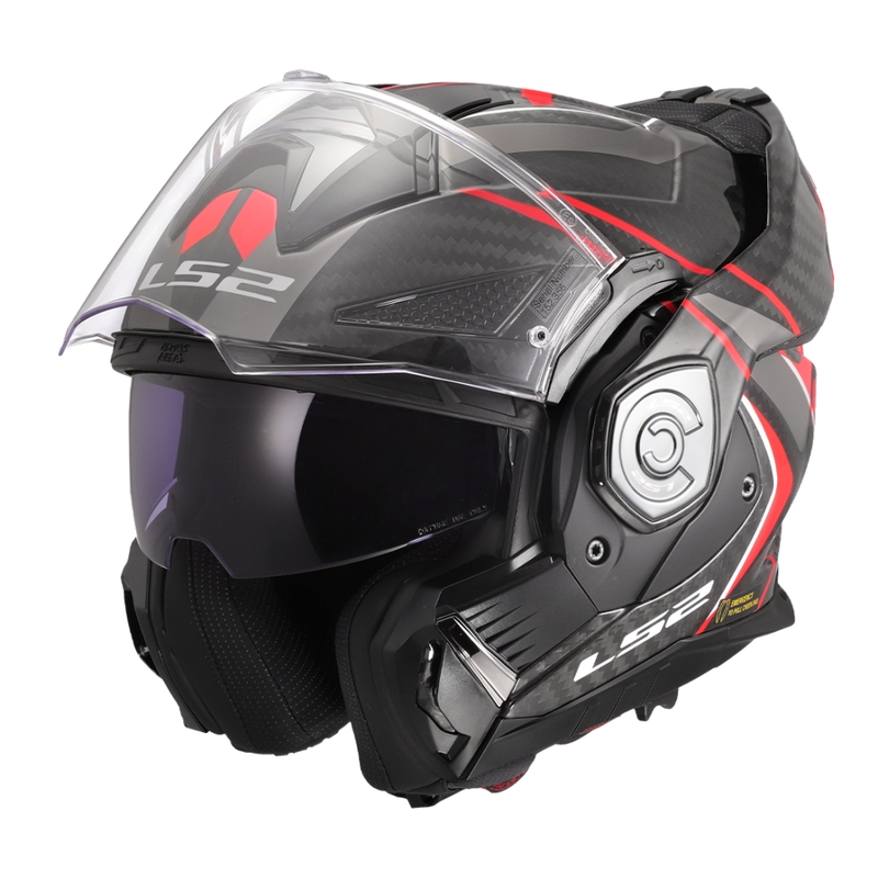 Motorrad-Klapphelm LS2 FF901 Advant XC Future II schwarz-rot