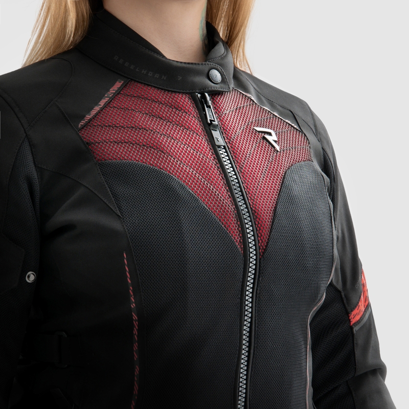 Damen-Motorradjacke Rebelhorn Jax schwarz-rot