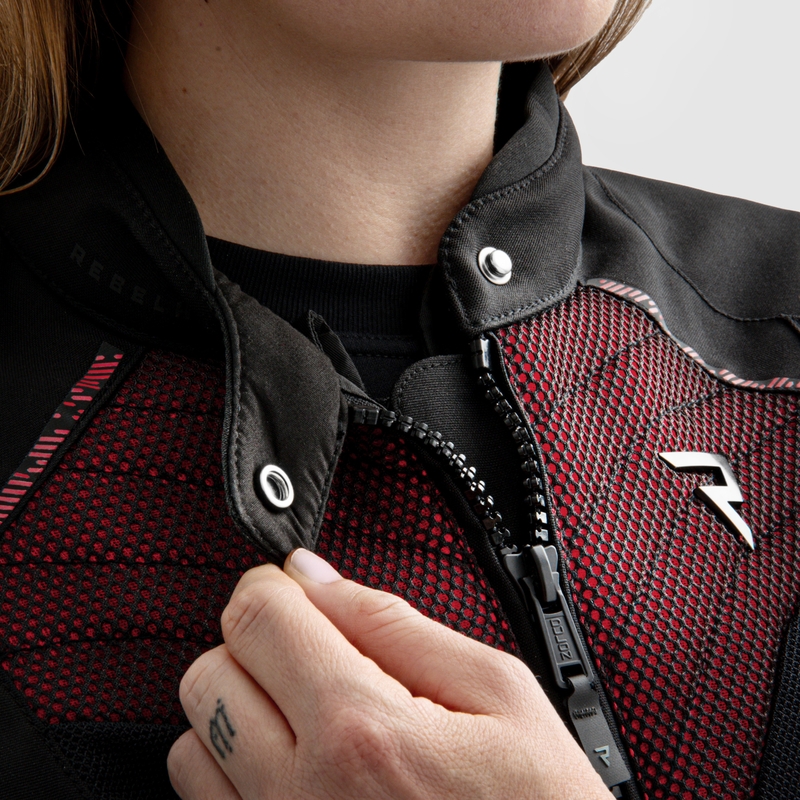 Damen-Motorradjacke Rebelhorn Jax schwarz-rot