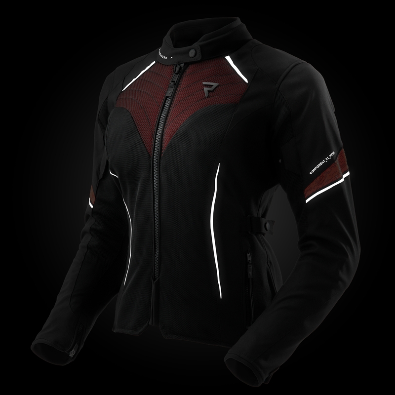 Damen-Motorradjacke Rebelhorn Jax schwarz-rot