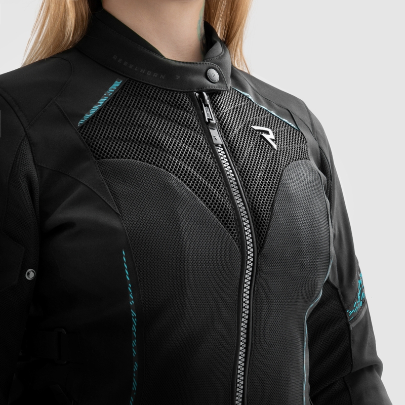 Damen Rebelhorn Jax Motorradjacke Schwarz-Mint