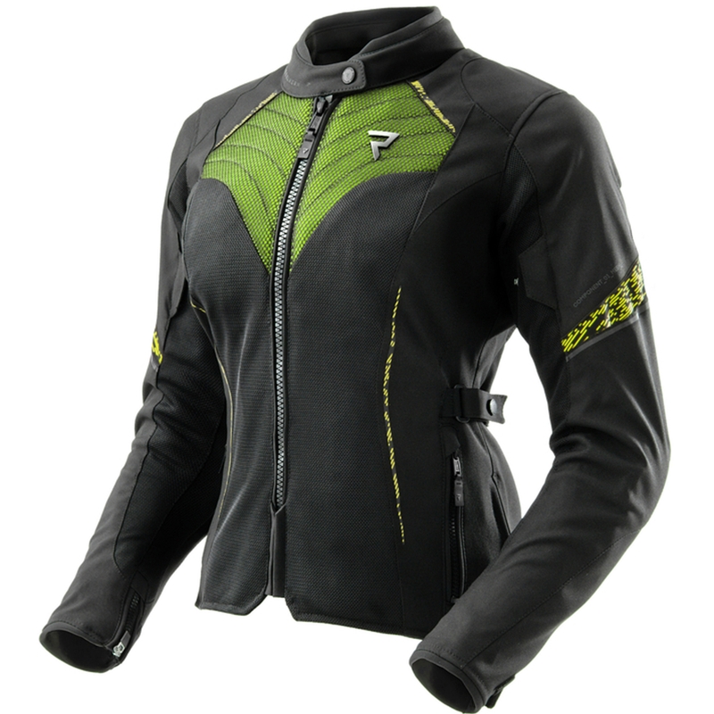 Damen-Motorradjacke Rebelhorn Jax schwarz-fluogelb