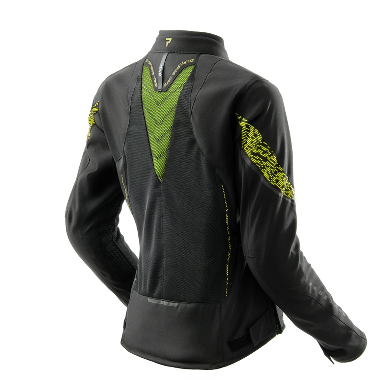 Damen-Motorradjacke Rebelhorn Jax schwarz-fluogelb