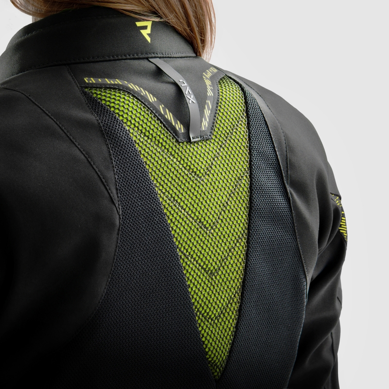 Damen-Motorradjacke Rebelhorn Jax schwarz-fluogelb
