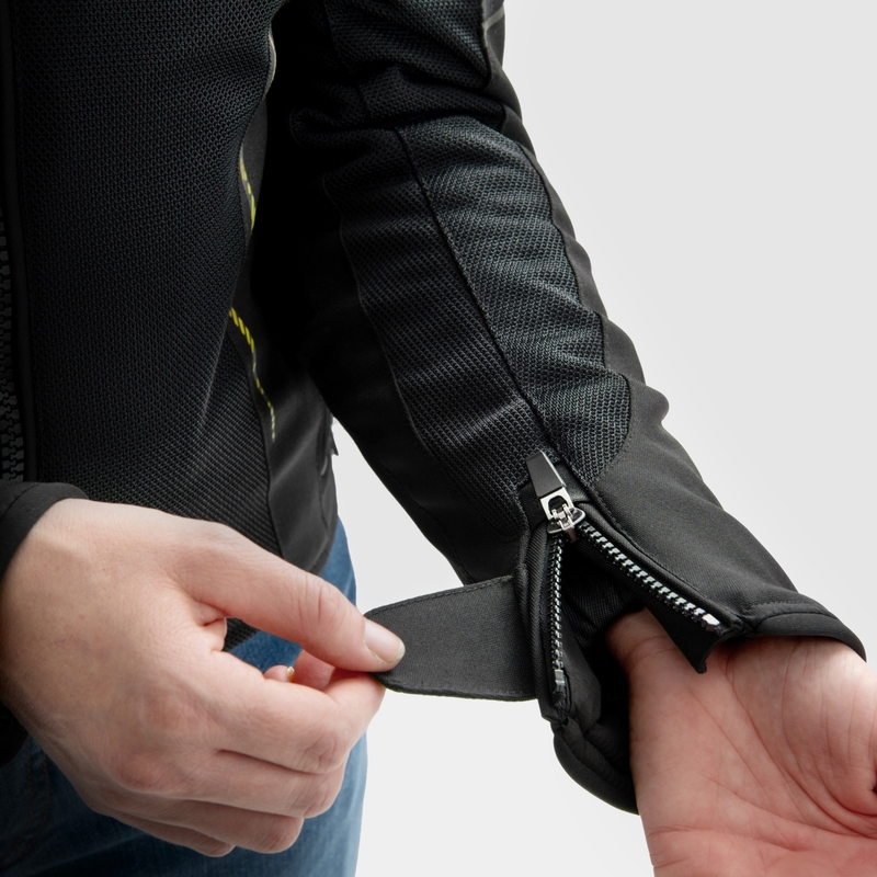 Damen-Motorradjacke Rebelhorn Jax schwarz-fluogelb