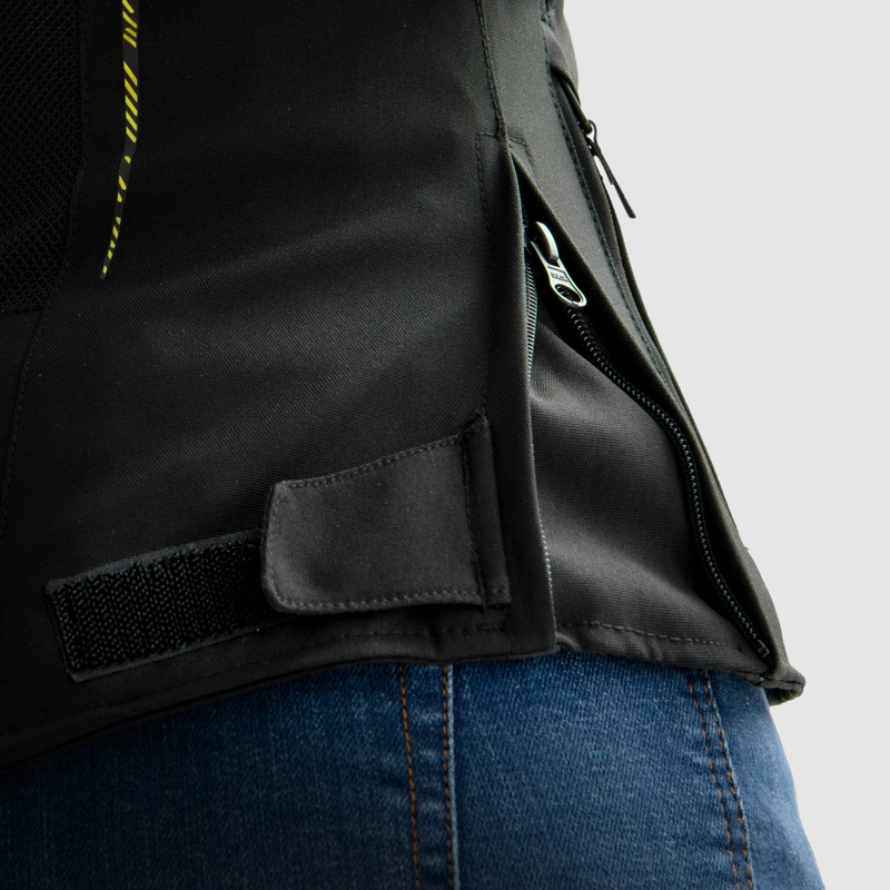 Damen-Motorradjacke Rebelhorn Jax schwarz-fluogelb