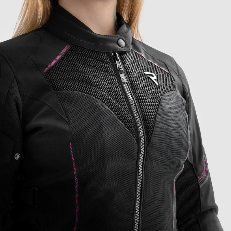 Damen-Motorradjacke Rebelhorn Jax schwarz-rosa