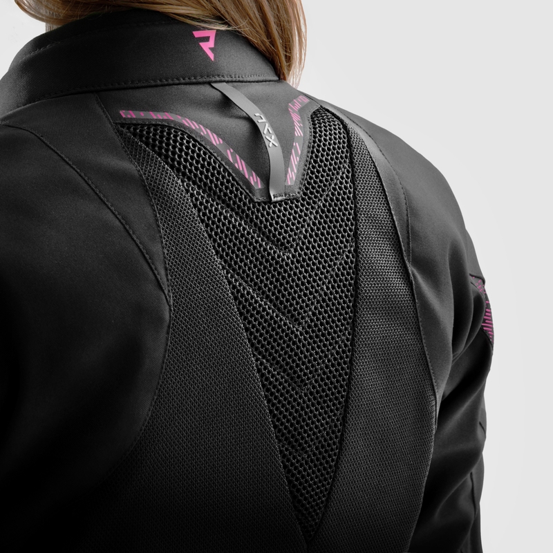 Damen-Motorradjacke Rebelhorn Jax schwarz-rosa