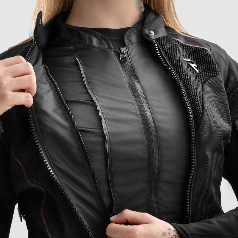 Damen-Motorradjacke Rebelhorn Jax schwarz-rosa