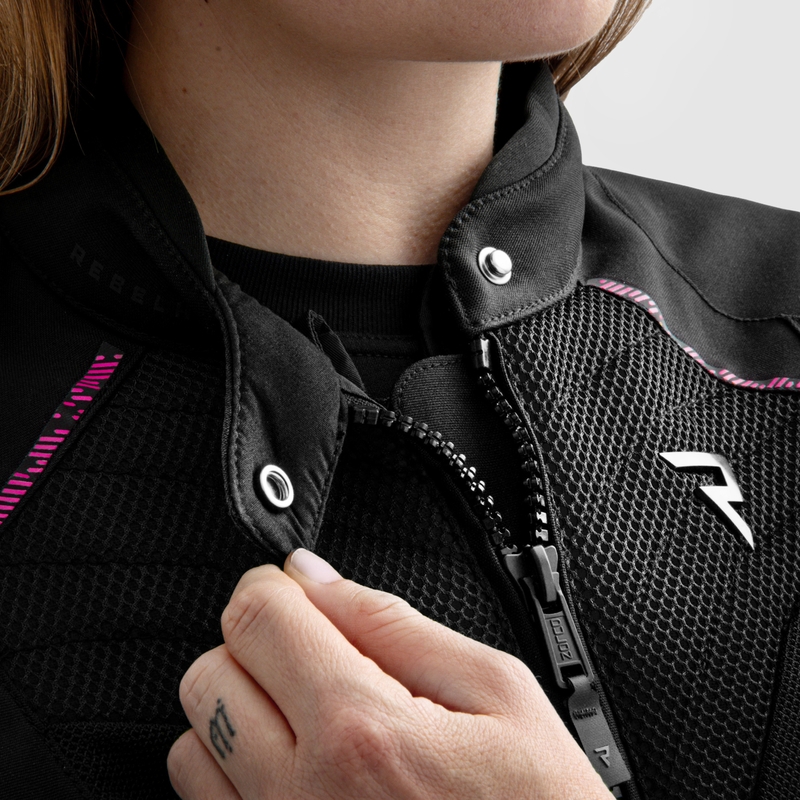 Damen-Motorradjacke Rebelhorn Jax schwarz-rosa