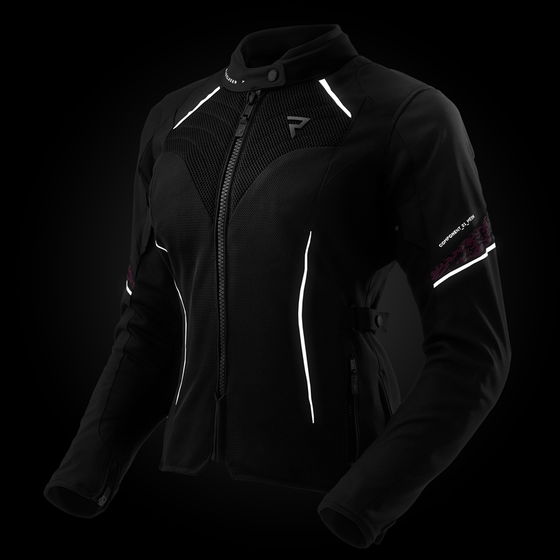Damen-Motorradjacke Rebelhorn Jax schwarz-rosa