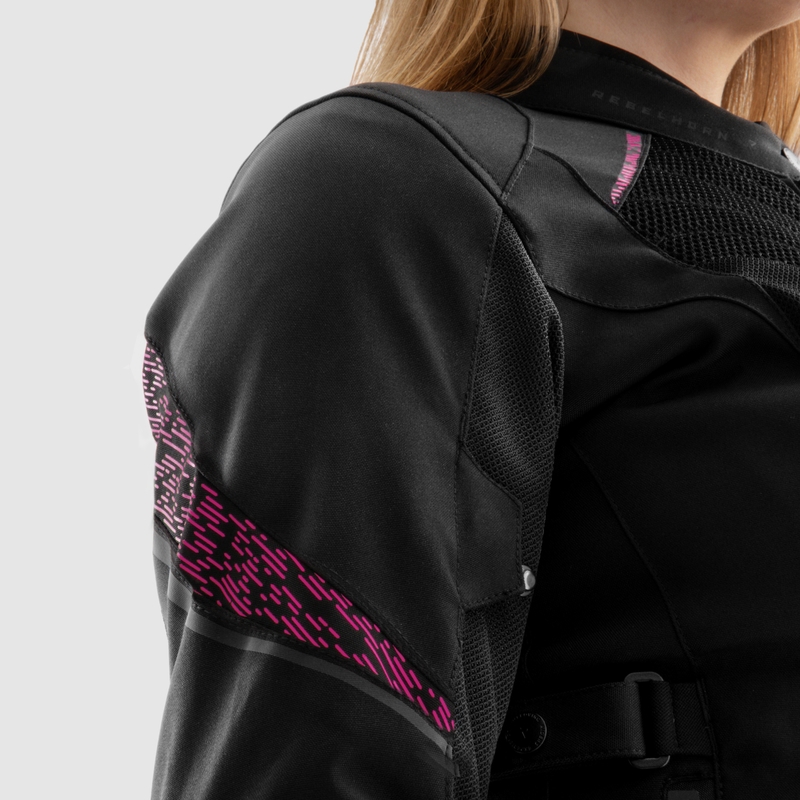 Damen-Motorradjacke Rebelhorn Jax schwarz-rosa