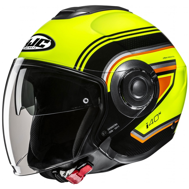 Offener Motorradhelm HJC i40N Linia MC3H fluo gelb-schwarz