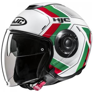 Offener Motorradhelm HJC i40N Velu MC41 weiß-grün-rot