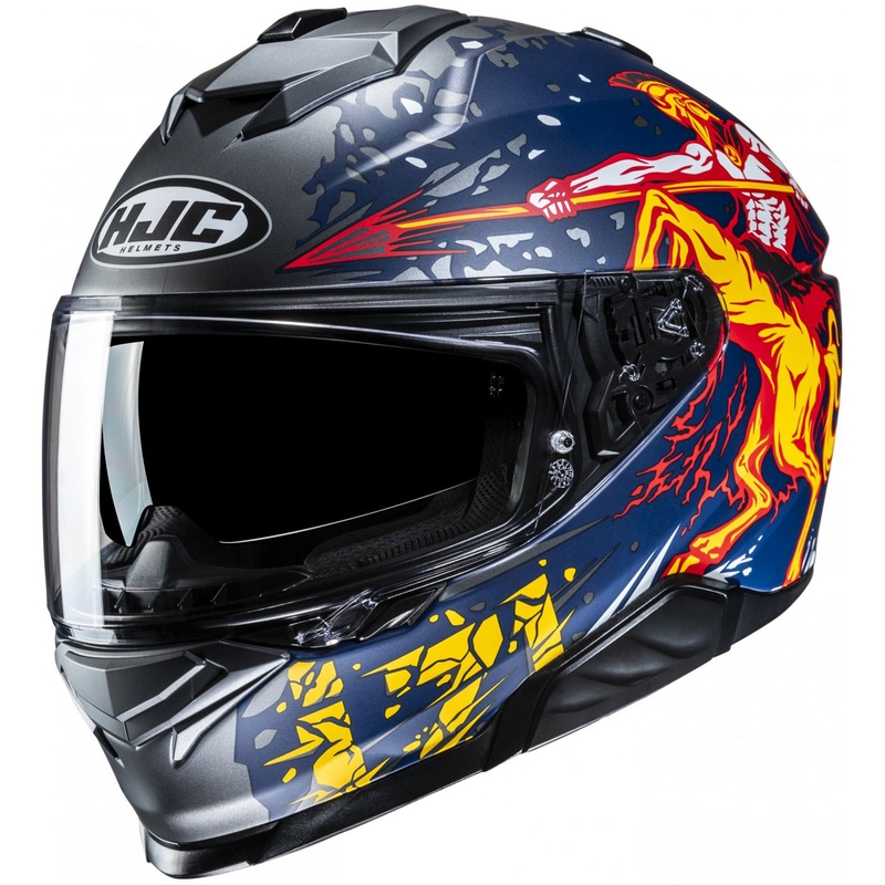 Integrierter Motorradhelm HJC i71 Taurus MC1SF blau-grau-gelb