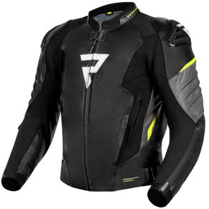 Motorrad-Lederjacke Rebelhorn Veloce schwarz-grau-fluogelb