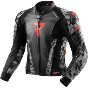 Leder-Motorradjacke Rebelhorn Veloce Schwarz-Grau-Fluorot