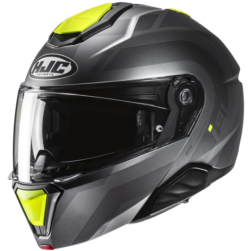 HJC i91 Arven MC3HSF hochklappbarer Motorradhelm Grau-Schwarz-Fluo Gelb
