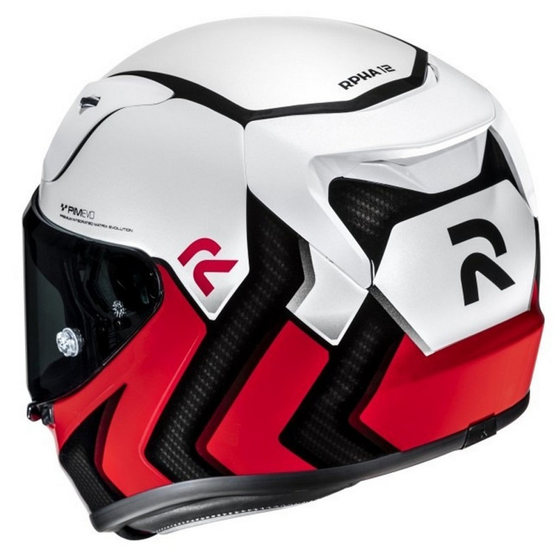 Integrierter Motorradhelm HJC RPHA 12 Kos MC1 weiß-rot-schwarz