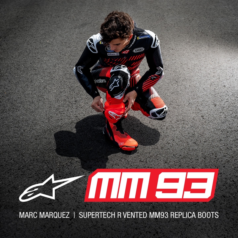 Motorradstiefel Alpinestars Supertech R Vented Limited Edition MM93 Marc Marquez Fluo Rot-Blau-Schwarz
