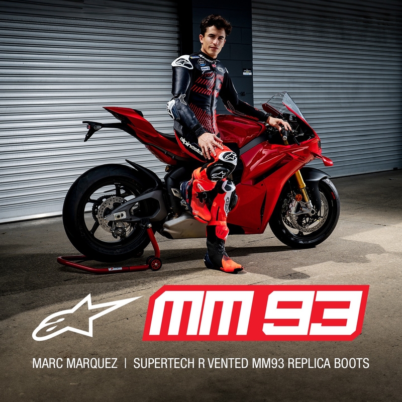 Motorradstiefel Alpinestars Supertech R Vented Limited Edition MM93 Marc Marquez Fluo Rot-Blau-Schwarz