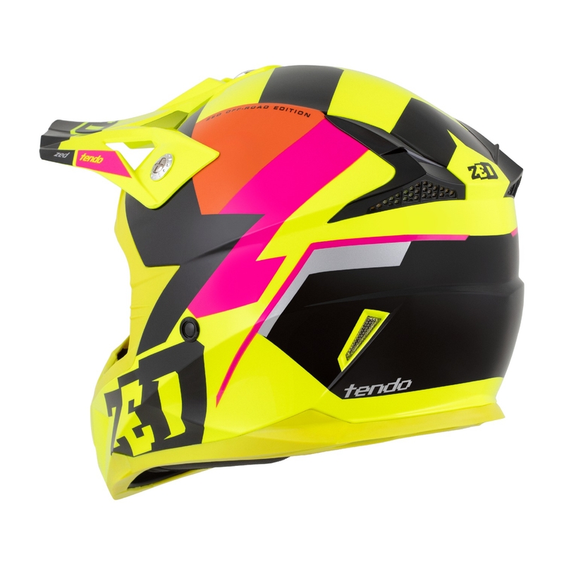 Motocross-Helm ZED X1.9 Tendo fluo gelb-rosa-orange-schwarz