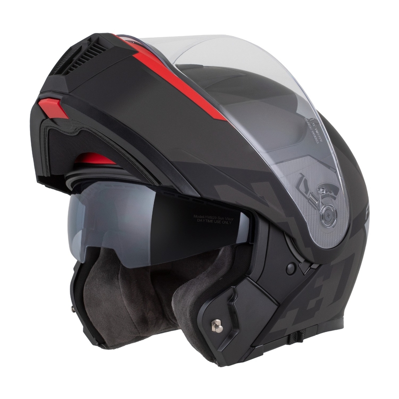 Klappbarer Motorradhelm ZED F19 mattschwarz-fluorot-grau
