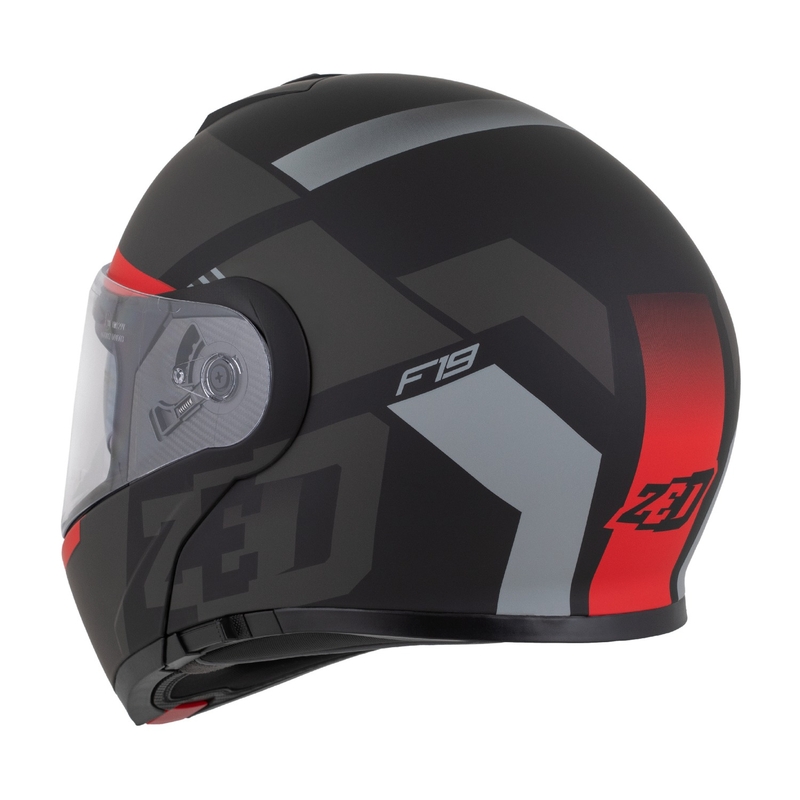 Klappbarer Motorradhelm ZED F19 mattschwarz-fluorot-grau