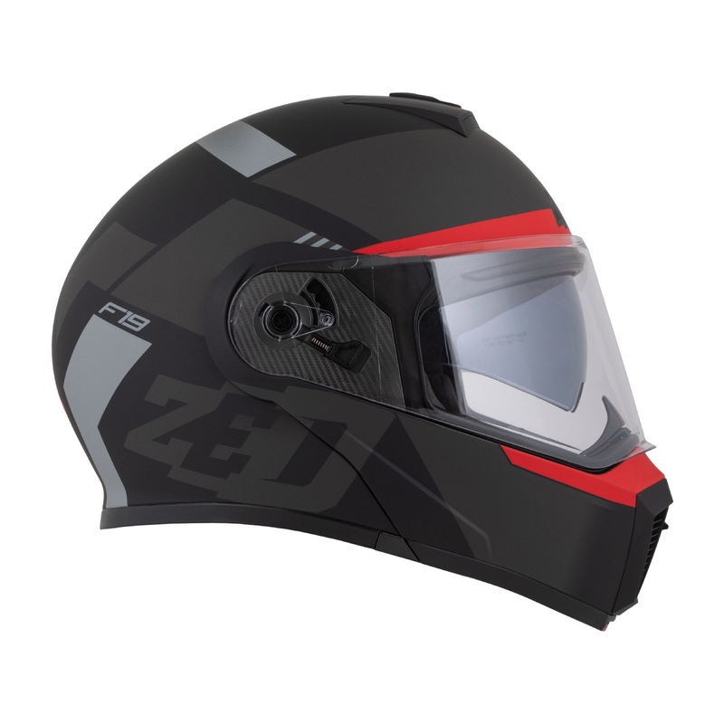 Klappbarer Motorradhelm ZED F19 mattschwarz-fluorot-grau