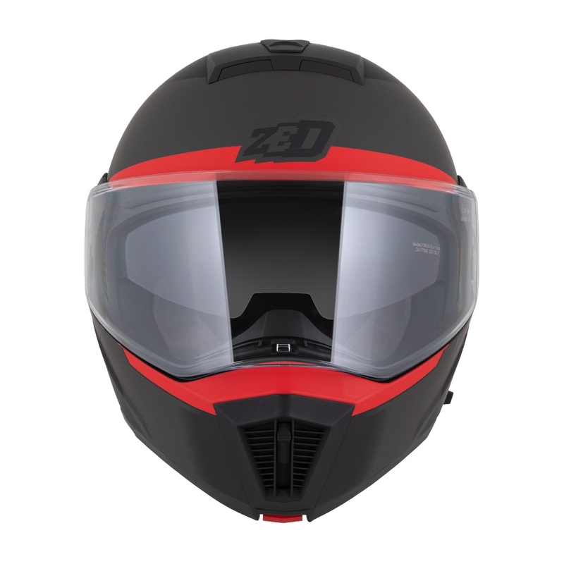 Klappbarer Motorradhelm ZED F19 mattschwarz-fluorot-grau