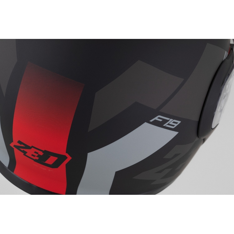 Klappbarer Motorradhelm ZED F19 mattschwarz-fluorot-grau