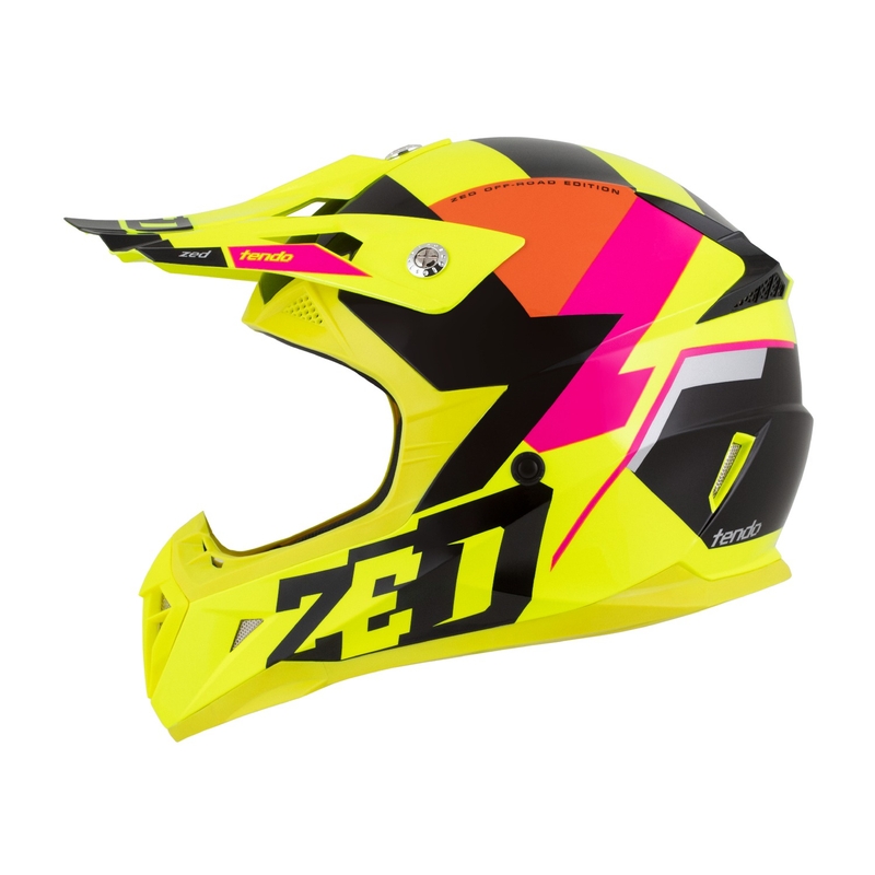 Kinder-Motocross-Helm ZED X1.9 Tendo fluo gelb-rosa-orange-schwarz