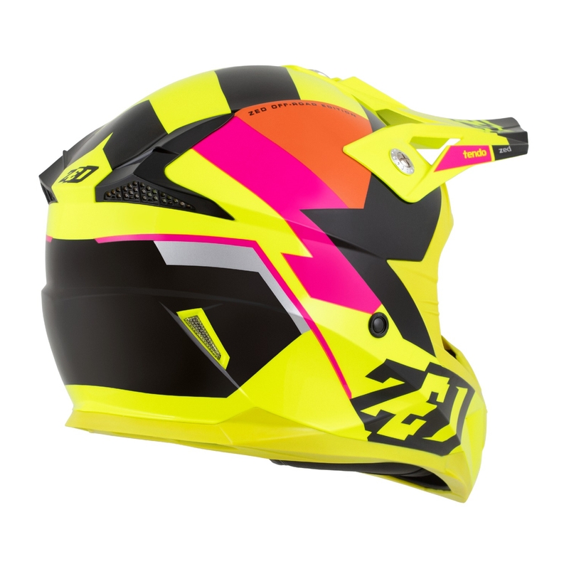 Kinder-Motocross-Helm ZED X1.9 Tendo fluo gelb-rosa-orange-schwarz