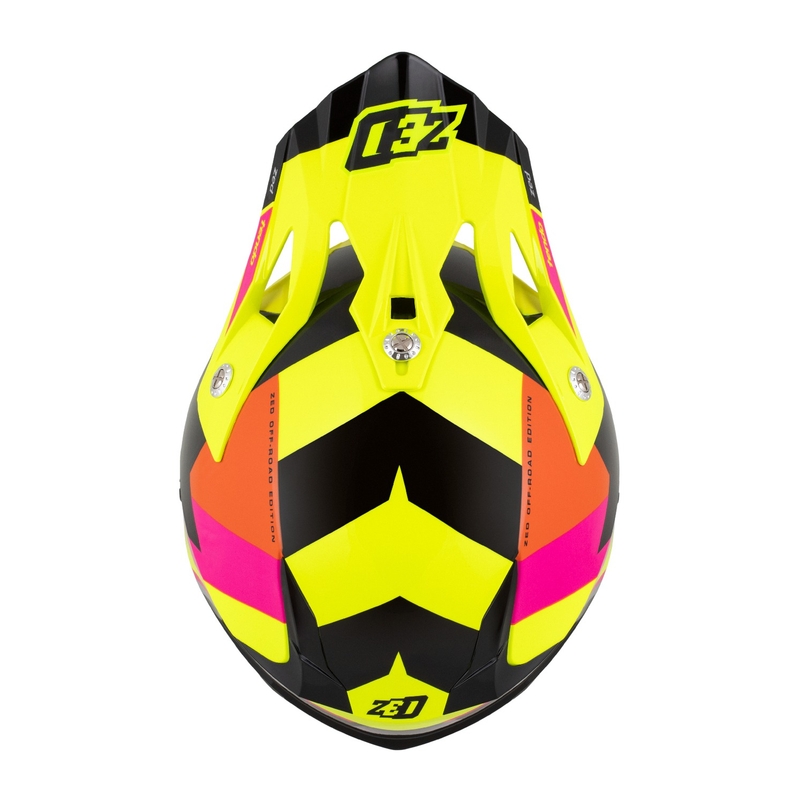 Kinder-Motocross-Helm ZED X1.9 Tendo fluo gelb-rosa-orange-schwarz