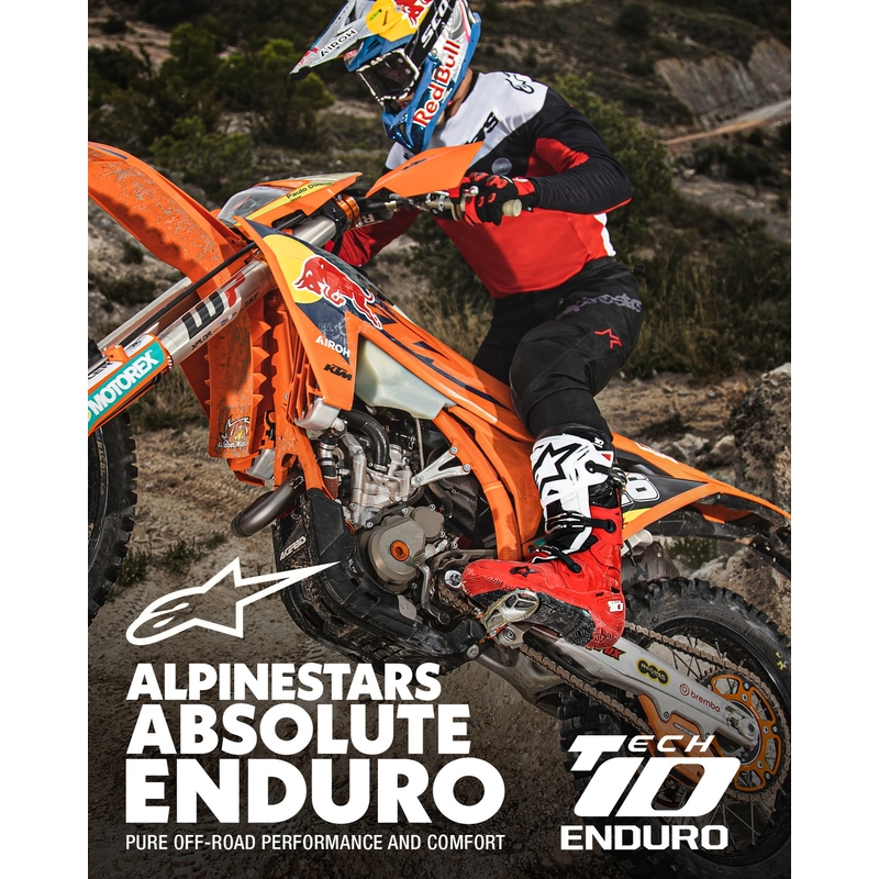Alpinestars Tech 10 Enduro Motorradstiefel rot-schwarz-weiß