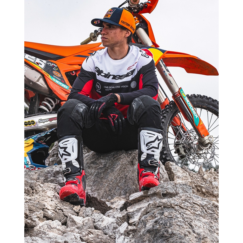 Alpinestars Tech 10 Enduro Motorradstiefel rot-schwarz-weiß