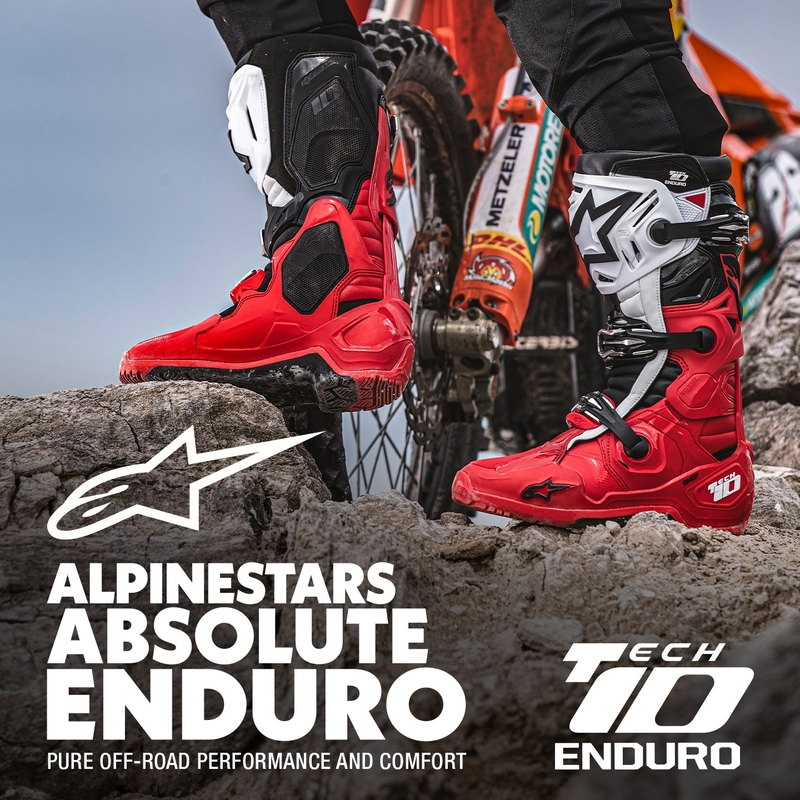 Alpinestars Tech 10 Enduro Motorradstiefel rot-schwarz-weiß