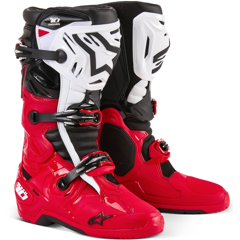 Alpinestars Tech 10 Enduro Motorradstiefel rot-schwarz-weiß