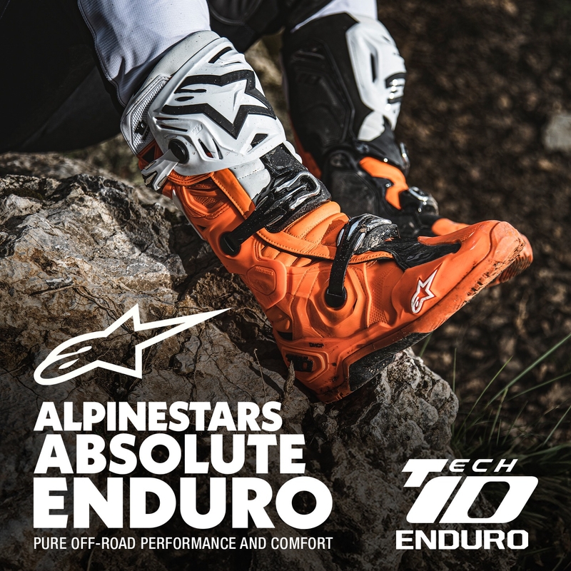 Motorradstiefel Alpinestars Tech 10 Enduro fluo orange-schwarz-weiß