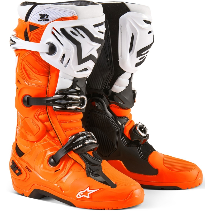 Motorradstiefel Alpinestars Tech 10 Enduro fluo orange-schwarz-weiß