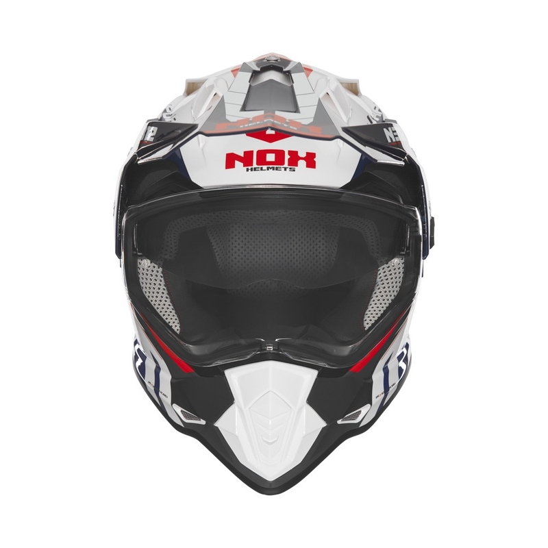Enduro-Motorradhelm NOX N312 Vapor weiß-schwarz-blau