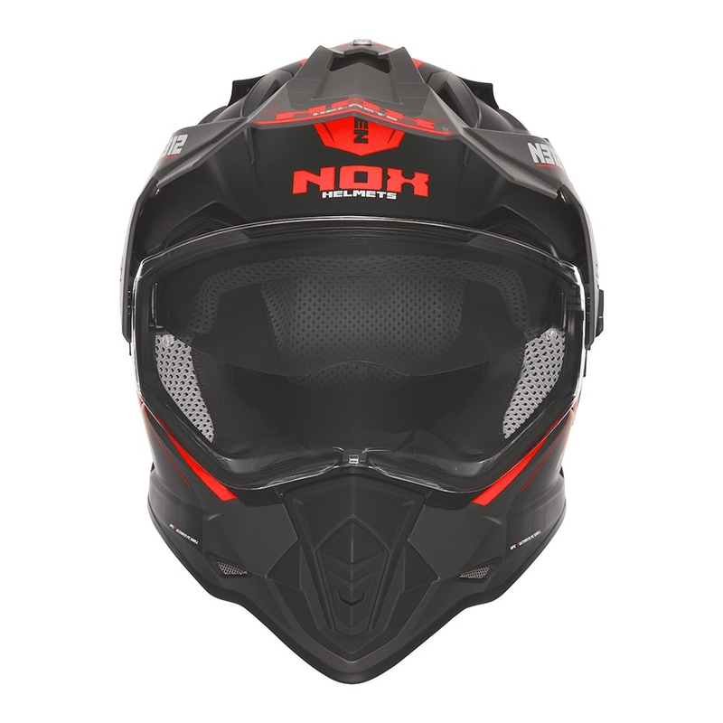 Enduro-Motorradhelm NOX N312 Vapor mattschwarz-rot