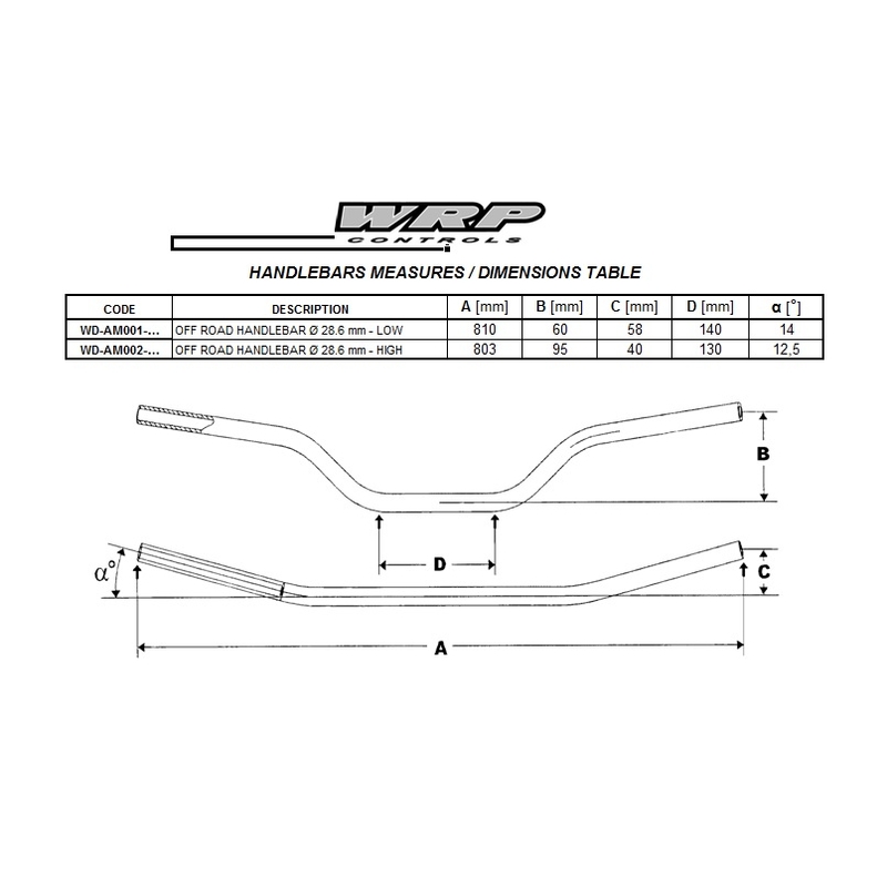Lenker WRP AMERICA 28,6mm STD schwarz