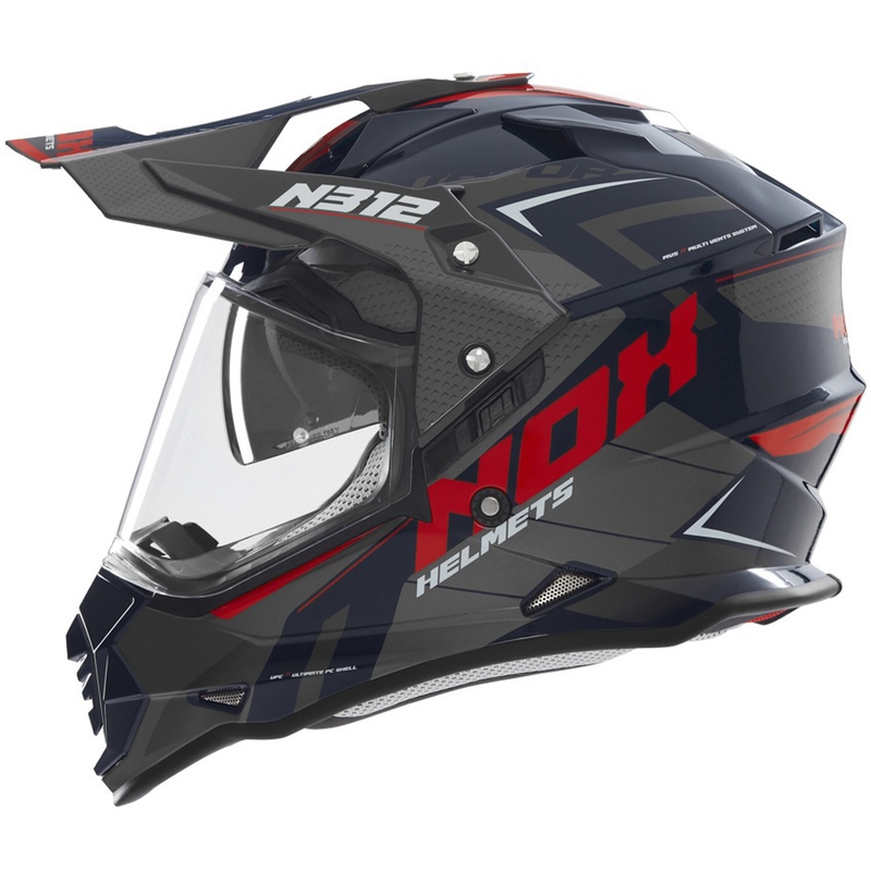 Enduro-Motorradhelm NOX N312 Vapor schwarz-blau-rot