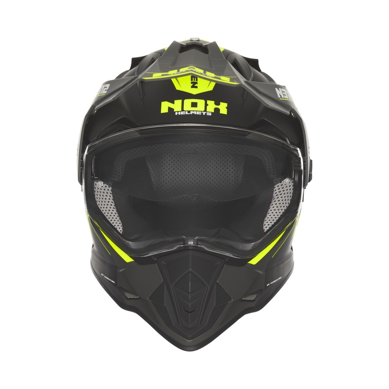 Enduro-Motorradhelm NOX N312 Vapor mattschwarz-gelb