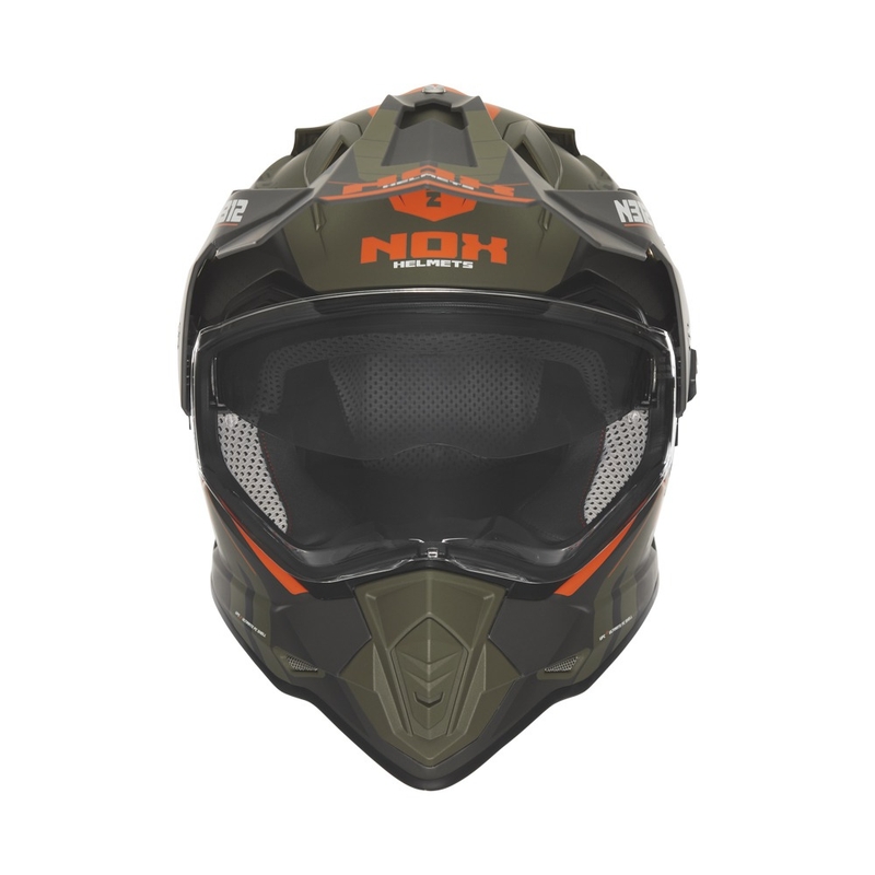 Enduro-Motorradhelm NOX N312 Vapor matt khaki-orange