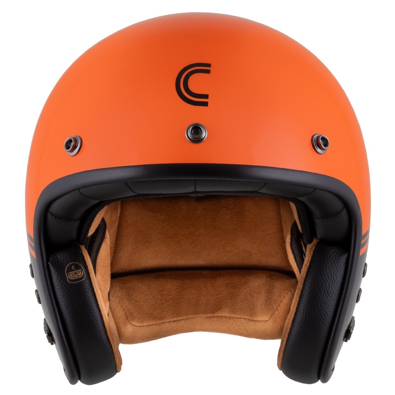 Offener Motorradhelm Cassida Eso Super Hooligan Schwarz-Orange Perle