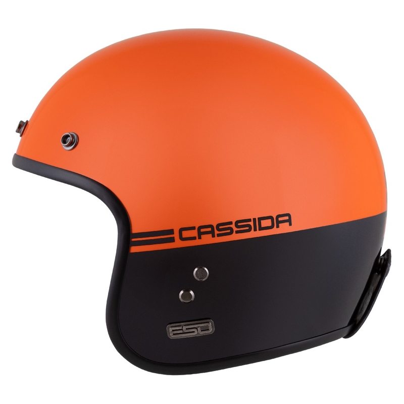 Offener Motorradhelm Cassida Eso Super Hooligan Schwarz-Orange Perle